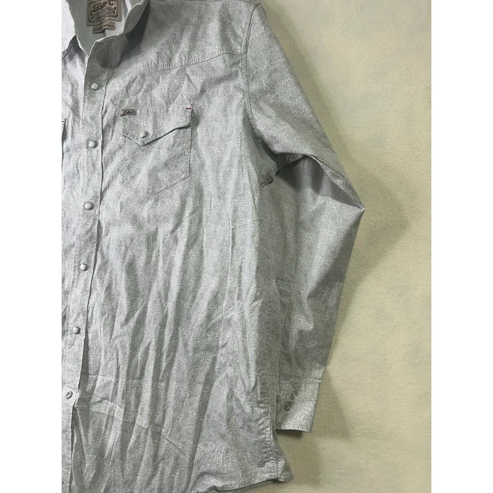 Rafter C Cowboy Collection Mens XXL Grey Paisley ProFlex Western Pearl Snap